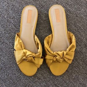 golden yellow satin f21 sandals